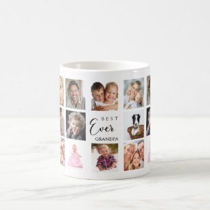Grandfather grandpa photo collage white black coffee mug
