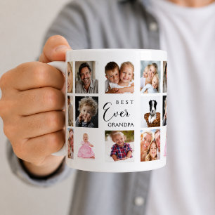 Grandfather grandpa photo collage white black coffee mug