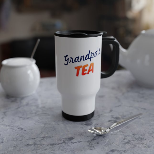 Grandfather Grandpa Tea Two Sugars Travel Mug (Travel Mug for your Grandpa if he takes 2 sugars in his tea)