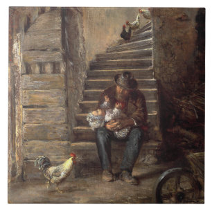 Grandfather Looking After His Grandson Ceramic Tile