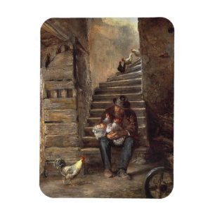 Grandfather Looking After His Grandson Magnet