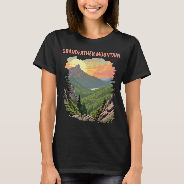 Grandfather Mountain NC Retro Travel T-Shirt (Front)