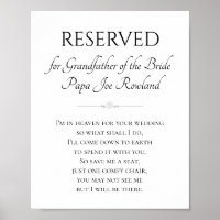Grandfather of Bride Memorial Save A Seat Wedding
