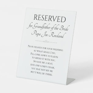 Grandfather of the Bride Memorial Poem Wedding Pedestal Sign