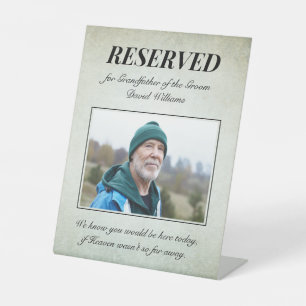 Grandfather of the Groom Memorial Photo Wedding Pedestal Sign