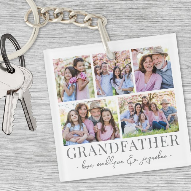 Grandfather Photo Collage Key Ring (Grandfather Photo Collage Keychain)
