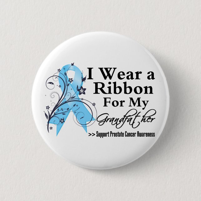 Grandfather Prostate Cancer Ribbon 6 Cm Round Badge (Front)