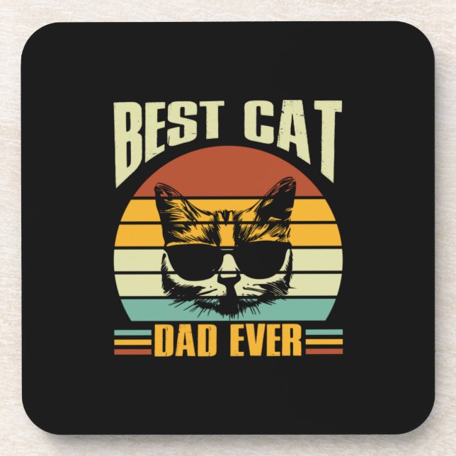 Grandfather Quotes | Best Cat Dad Ever Coaster (Front)