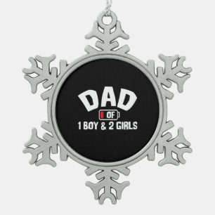 Grandfather Quotes   Dad Of One Boy Snowflake Pewter Christmas Ornament