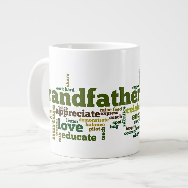 Grandfather Word Cloud Large Coffee Mug (Front Left)