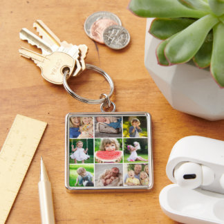 Grandkids 9 Square Photo Instagram Collage Key Ring
