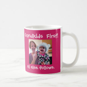 Grandkids First Custom Photo & Text Coffee Mug