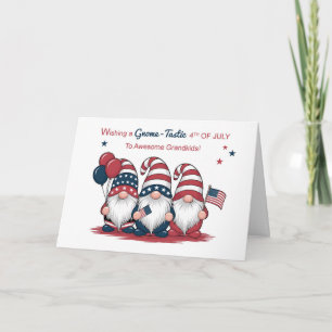 Grandkids Fourth of July Cute Patriotic Gnomes Card