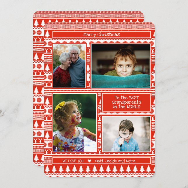 Grandkids Grandpa Grandma Photo Merry Christmas  Holiday Card (Front/Back)