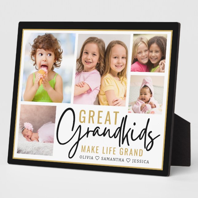 Grandkids Great Grandparents Life Quote 5 Photo Plaque (Side)