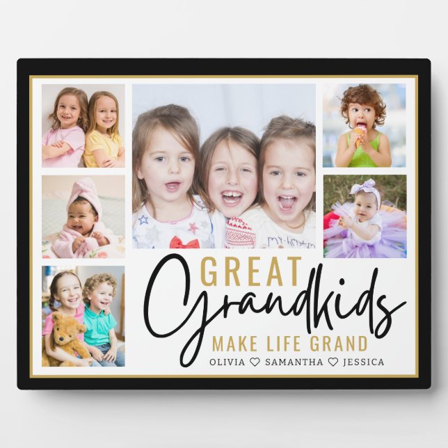Grandkids Great Grandparents Life Quote 6 Photo Plaque (Front)