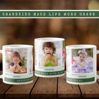Grandkids Make Life Grand 3 Photo Collage Green