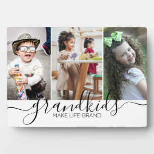 Grandkids Make Life Grand   3 Photo Collage Plaque