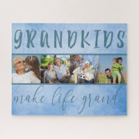 Grandkids Make Life Grand 4 Photo Collage Blue