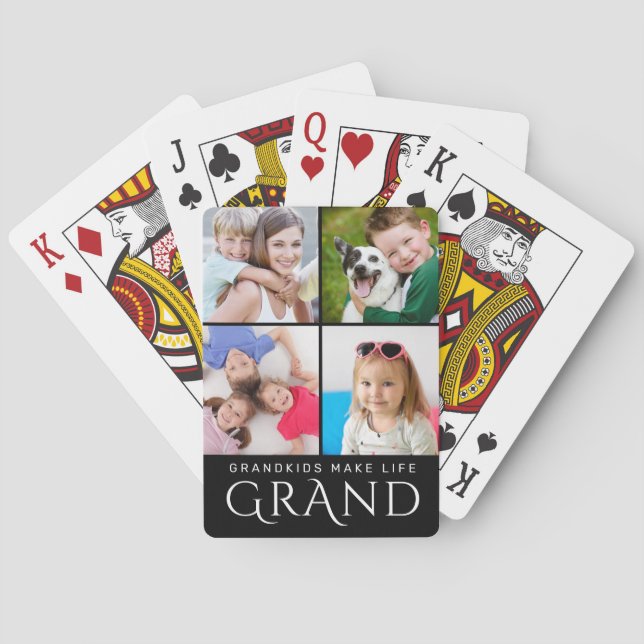 GRANDKIDS MAKE LIFE GRAND 4 Photo Collage Playing Cards (Back)
