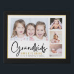 Grandkids Make Life Grand 4 Photo Personalised  Faux Canvas Print<br><div class="desc">A modern photo collage gift for grandparents with a sentimental quote "Grandkids make life grand".Personalise with 4 pictures and grandchildren names to make it a memorable gift for mother's day, grandparents's day, christmas and birthday..</div>