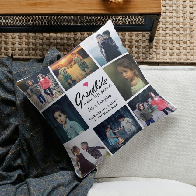 Grandkids Make Life Grand 8 Custom Photo Collage Cushion (Creator Uploaded)