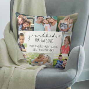 Grandkids Make Life Grand 8 Photo Personalised Cushion
