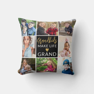 Grandkids Make Life Grand 9 Photo Collage  Cushion