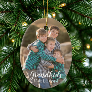 Grandkids Make Life Grand Ceramic Ornament