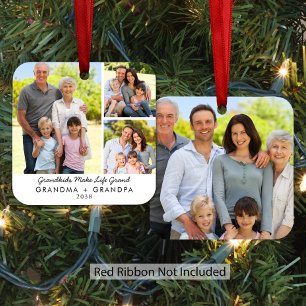 Grandkids Make Life Grand Christmas Photo Metal Tree Decoration