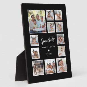 Grandkids Make Life Grand Custom 12 Photo Collage Plaque