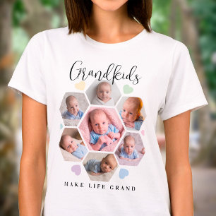 Grandkids Make Life Grand Custom 7 Photo Collage T-Shirt