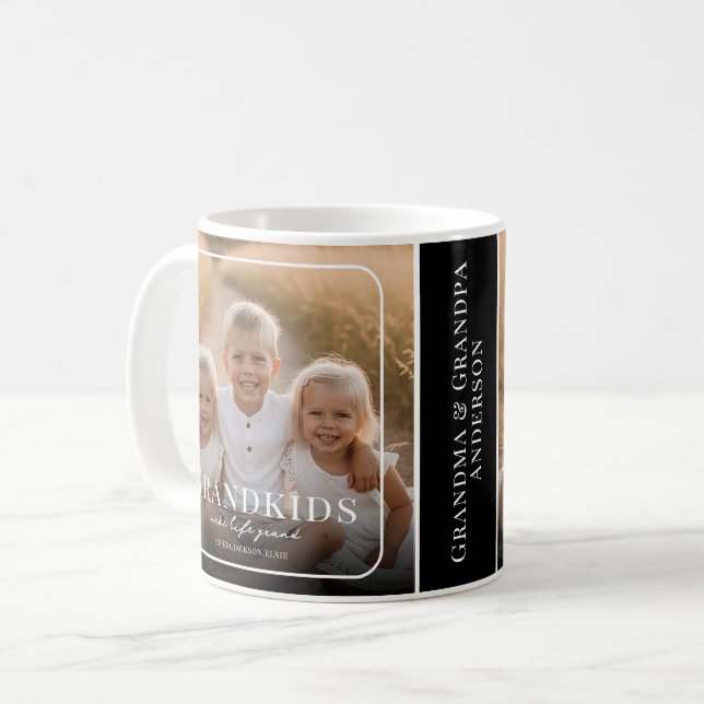 Grandkids Make Life Grand Custom Photo Grandparent Coffee Mug (Front Left)