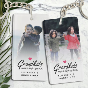 Grandkids Make Life Grand Elegant Photo Grandma Key Ring