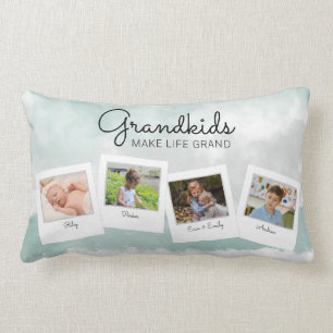 Grandkids Make Life Grand Grandchildren Photo Lumbar Cushion