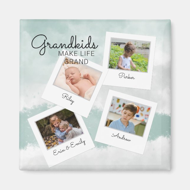 Grandkids Make Life Grand Grandchildren Photo Magnet (Front)