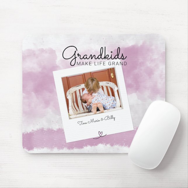 Grandkids Make Life Grand Grandchildren Photo Mouse Pad (With Mouse)