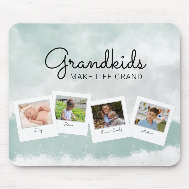Grandkids Make Life Grand Grandchildren Photo Mouse Pad (Front)
