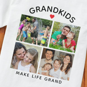 Grandkids Make Life Grand Grandparent 4 Photo T-Shirt