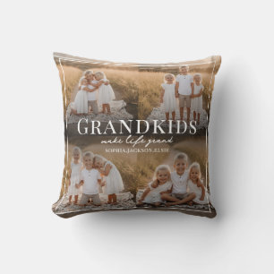 Grandkids Make Life Grand Grandparent Gift Photo Cushion