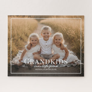 Grandkids Make Life Grand Grandparent Gift Photo Jigsaw Puzzle