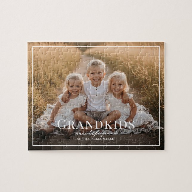 Grandkids Make Life Grand Grandparent Gift Photo Jigsaw Puzzle (Horizontal)