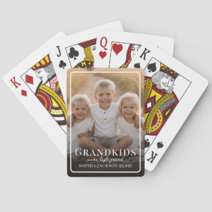 Grandkids Make Life Grand Grandparent Gift Photo Playing Cards