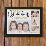 Grandkids Make Life Grand Grandparents 4 Photo    Faux Canvas Print<br><div class="desc">A modern photo collage gift for grandparents with a sentimental quote "Grandkids make life grand".Personalise with 4 pictures and grandchildren names to make it a memorable gift for Christmas mother's day, grandparents's day,  and birthday..</div>