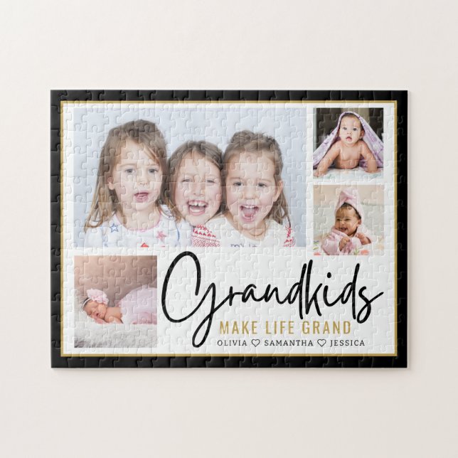 Grandkids Make Life Grand Grandparents 4 Photo  Jigsaw Puzzle (Horizontal)
