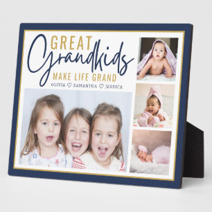 Grandkids Make Life Grand Great Grandparents Photo Plaque