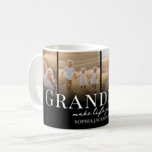 Grandkids Make Life Grand Multi Photo Grandparent Coffee Mug (Front Left)