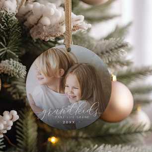 Grandkids Make Life Grand   Photo Ceramic Ornament