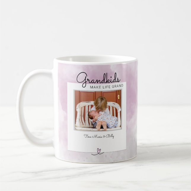Grandkids Make Life Grand Photo Coffee Mug (Left)