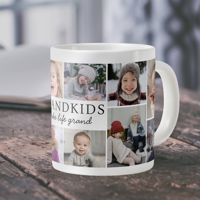 Grandkids Make Life Grand Photo Collage Keepsake Large Coffee Mug (Creator Uploaded)